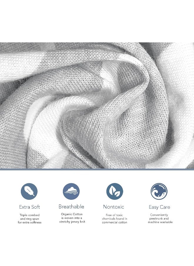 Cambria Baby 100% Organic Cotton Sheets for Pack 'n Play and Other Portable/Mini Cribs, Gray/White Unisex 2 Pack
