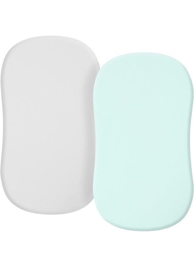 TILLYOU Ultra Soft Bassinet Fitted Sheets for Baby Boy Girl, Universal Fit for Cradle Oval Rectangle Hourglass Mattress, 2 Pack Gray and Green