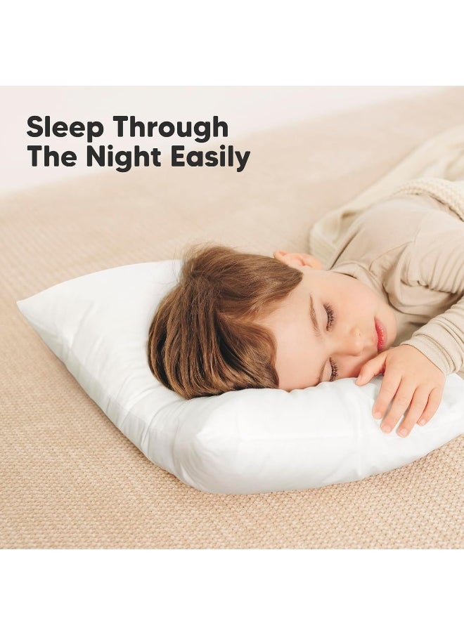 White Toddler Pillow for Sleeping - 2-Pack Soft Organic Cotton Baby Pillows for Sleeping - 13X18 Small Kids Pillow - Baby Pillow - Infant Pillow for Travel, School, Nap - White Pillows - Machine Wash