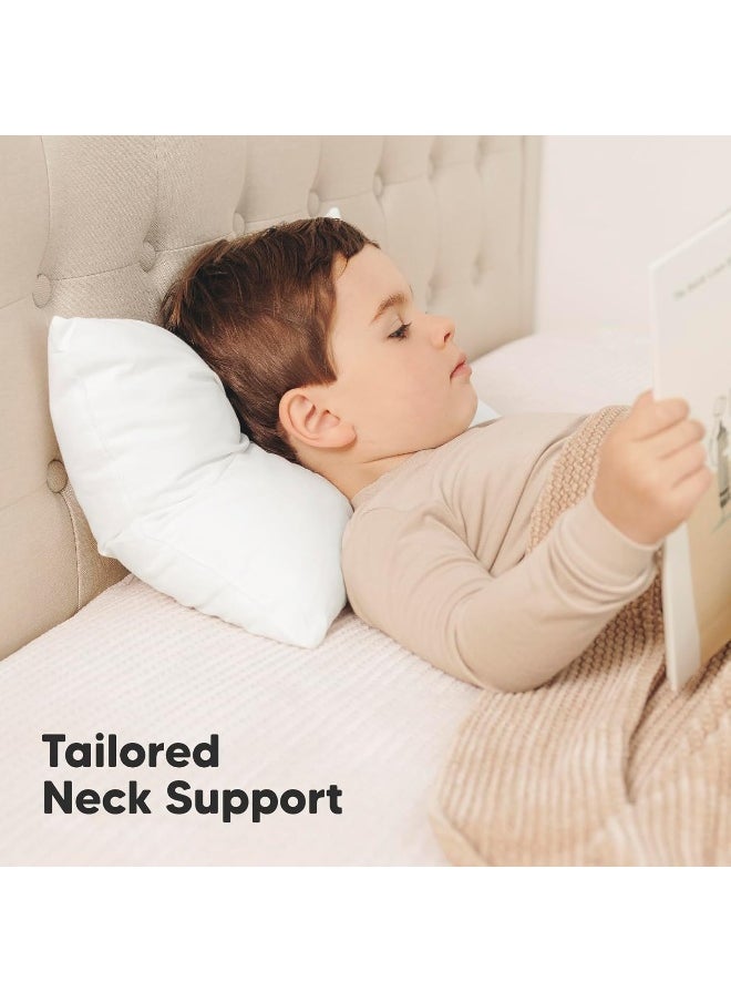 White Toddler Pillow for Sleeping - 2-Pack Soft Organic Cotton Baby Pillows for Sleeping - 13X18 Small Kids Pillow - Baby Pillow - Infant Pillow for Travel, School, Nap - White Pillows - Machine Wash