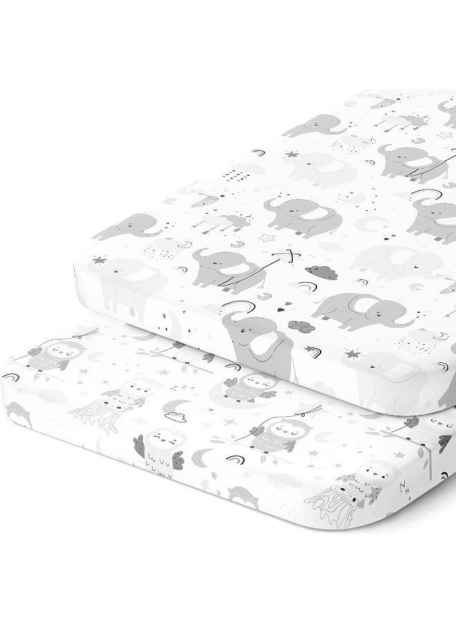 Joey + Joan Bedside Sleeper Bassinet Sheets for 20x35 Inch Large Mattress Pad – Snuggly Soft 100% Jersey Cotton Fitted Baby Sheets – 2 Pack