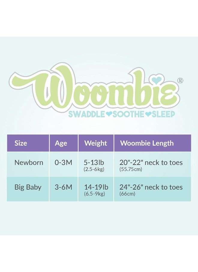 Woombie Original Baby Swaddling Blanket - Soothing, Cotton Baby Swaddle - Wearable Baby Blanket, Stardust Grey Elephant, 14-19 lbs