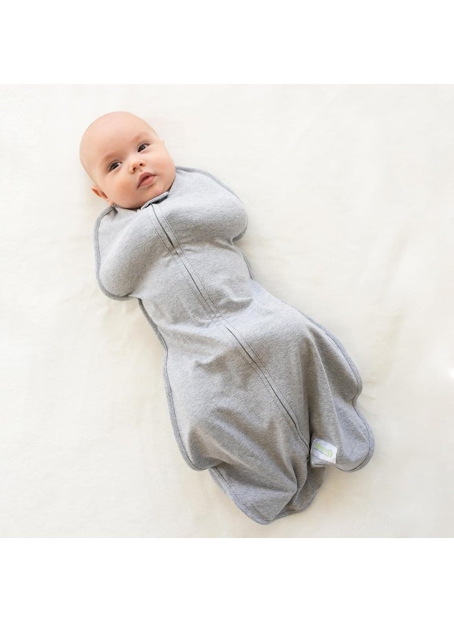 Woombie Original Baby Swaddling Blanket - Soothing, Cotton Baby Swaddle - Wearable Baby Blanket, Stardust Grey Elephant, 14-19 lbs