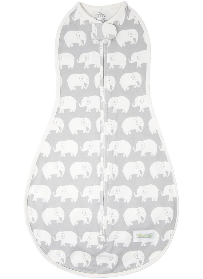 Woombie Original Baby Swaddling Blanket - Soothing, Cotton Baby Swaddle - Wearable Baby Blanket, Stardust Grey Elephant, 14-19 lbs
