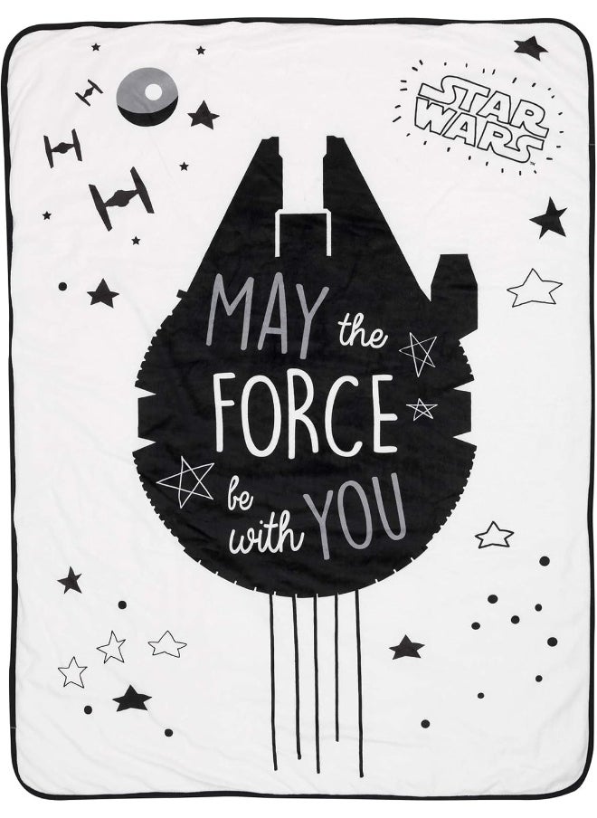 Lambs & Ivy Star Wars Millennium Falcon Black/White Soft Sherpa Baby Blanket