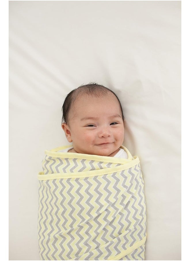 Miracle Blanket Swaddle Wrap - Newborn Essential Baby Blanket - Soft Sleep Sack Ideal for Newborns and Infants (Yellow & Gray Chevron)