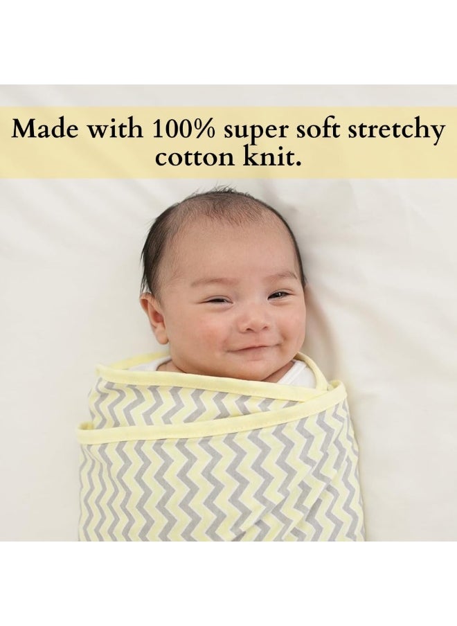 Miracle Blanket Swaddle Wrap - Newborn Essential Baby Blanket - Soft Sleep Sack Ideal for Newborns and Infants (Yellow & Gray Chevron)