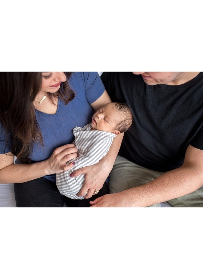 Copper Pearl Large Premium Knit Baby Swaddle Receiving Blanket Grey and White Everest