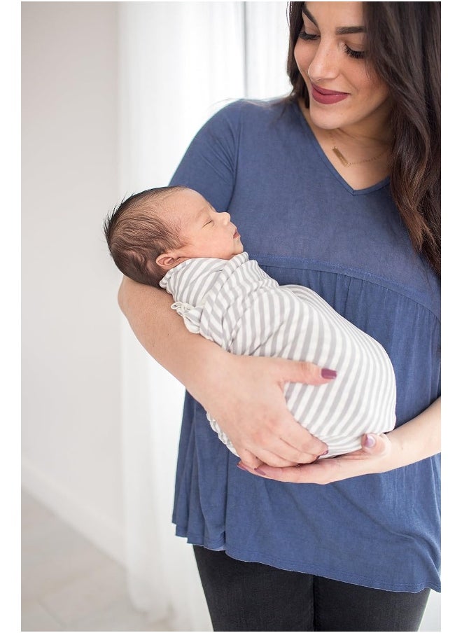 Copper Pearl Large Premium Knit Baby Swaddle Receiving Blanket Grey and White Everest
