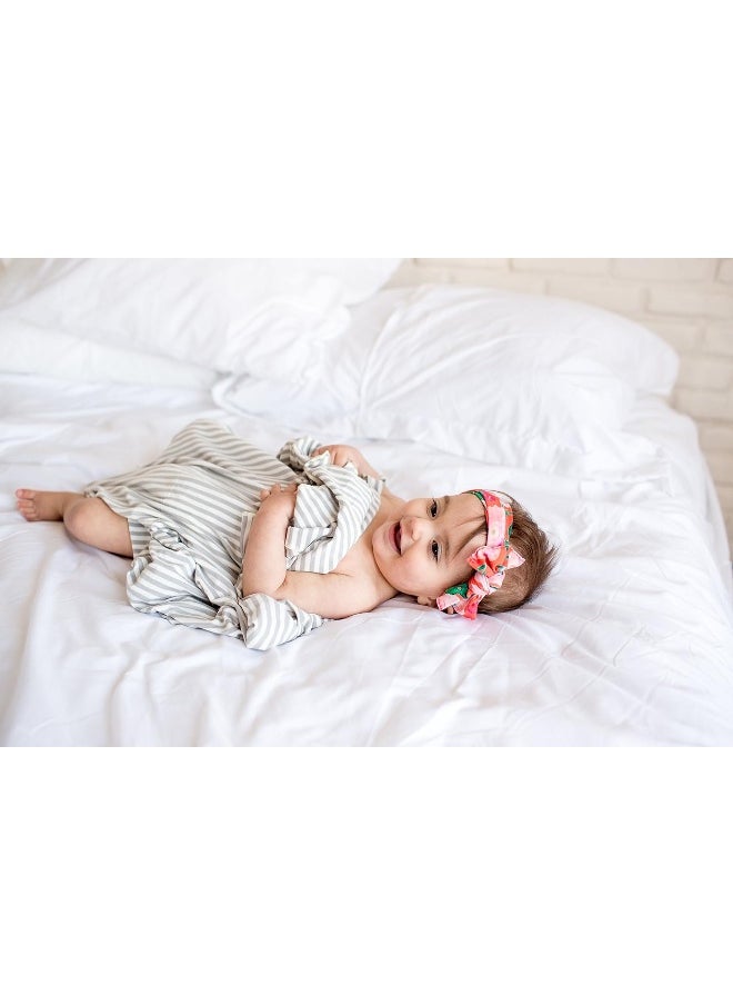 Copper Pearl Large Premium Knit Baby Swaddle Receiving Blanket Grey and White Everest