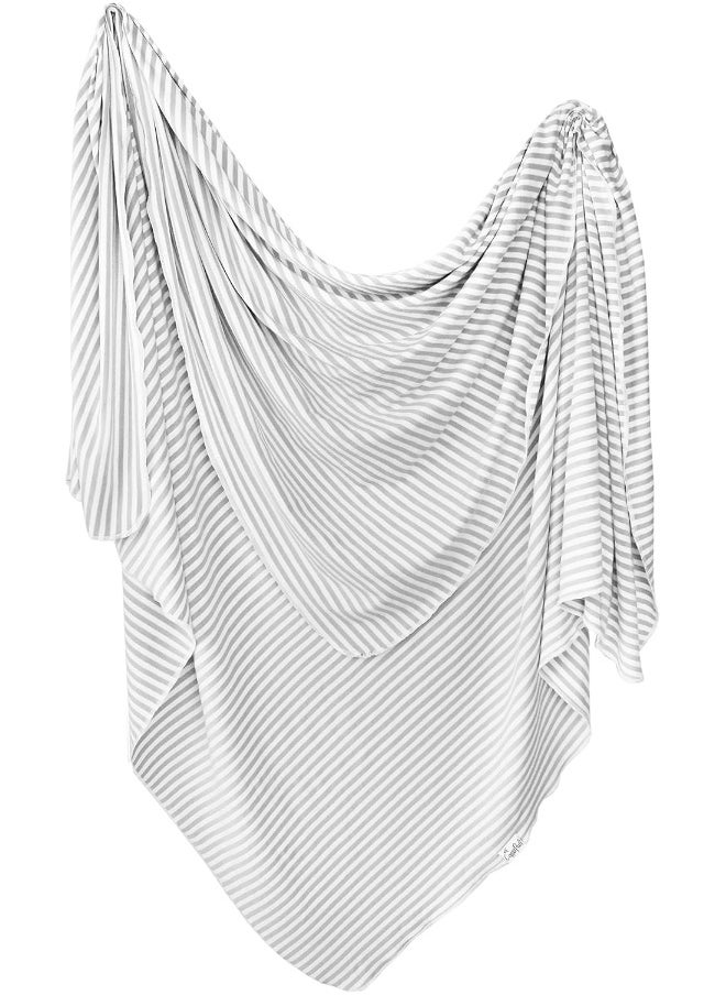 Copper Pearl Large Premium Knit Baby Swaddle Receiving Blanket Grey and White Everest