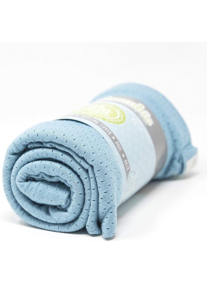 Woombie Organic Baby Swaddling Blanket, Lightweight Swaddle, Receiving Blanket, Sporty Blue, 44 x 44 in.