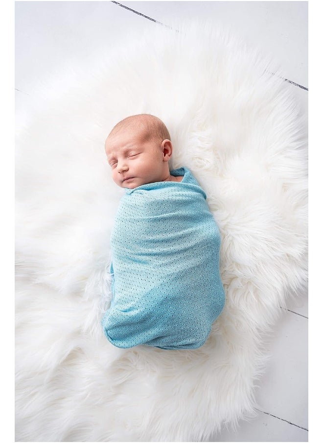 Woombie Organic Baby Swaddling Blanket, Lightweight Swaddle, Receiving Blanket, Sporty Blue, 44 x 44 in.