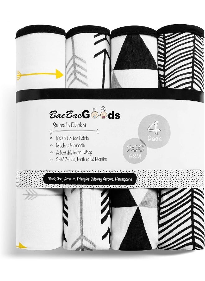 BaeBae Goods Swaddle Blanket, Adjustable Infant Baby Swaddling Wrap Set of 4