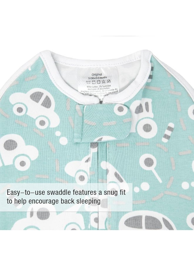 Woombie Original Baby Swaddling Blanket, Buzzy Cars, 6.4-8.6kg