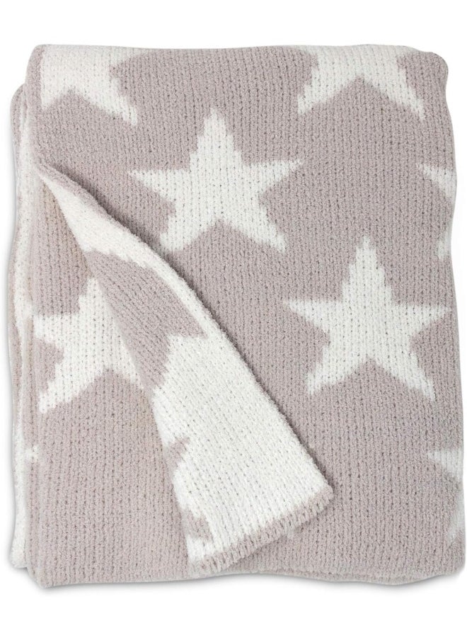 Living Textiles Chenille Baby Blanket Grey Stars Ultra-Soft Throw Blanket for Cribs and Strollers