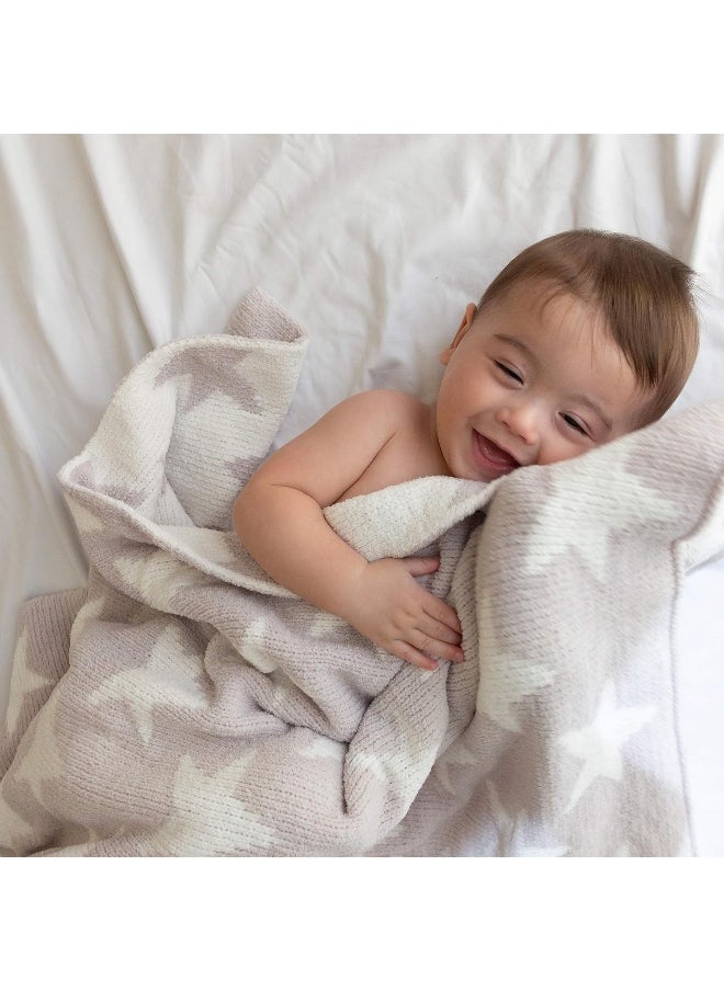 Living Textiles Chenille Baby Blanket Grey Stars Ultra-Soft Throw Blanket for Cribs and Strollers