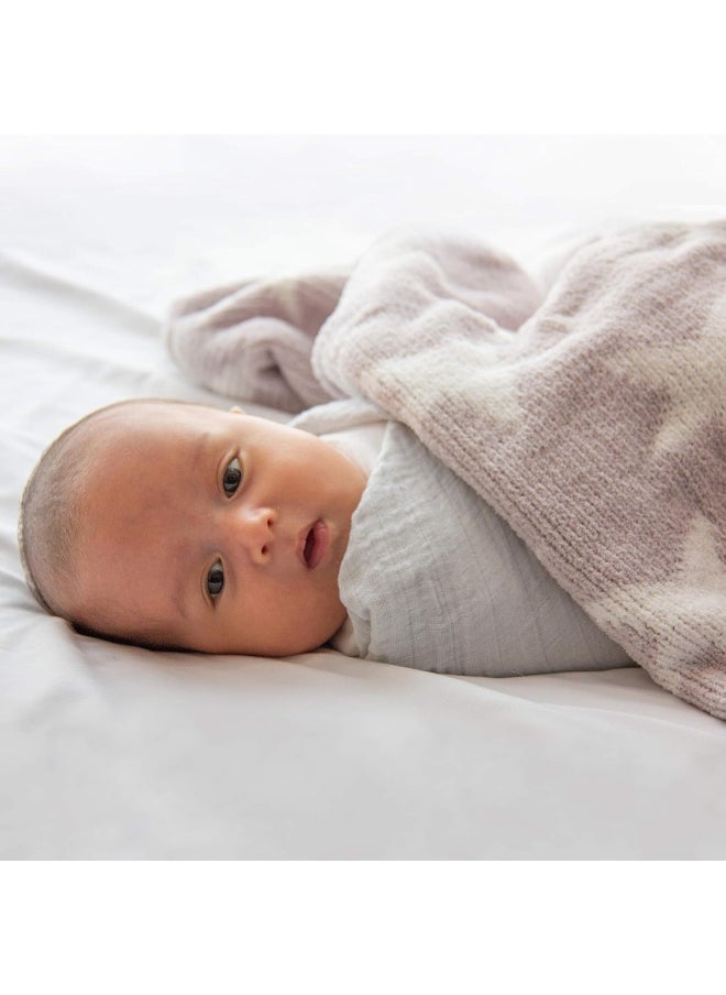 Living Textiles Chenille Baby Blanket Grey Stars Ultra-Soft Throw Blanket for Cribs and Strollers