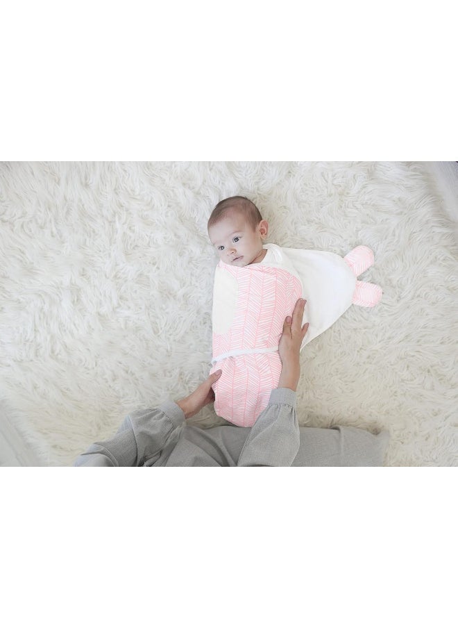 BaeBae Goods Swaddle Blankets, Set of 4, 100% Cotton, Lightweight, Breathable, Adjustable for Boys and Girls, 0-3 Months (Pink/Grey Triangles)