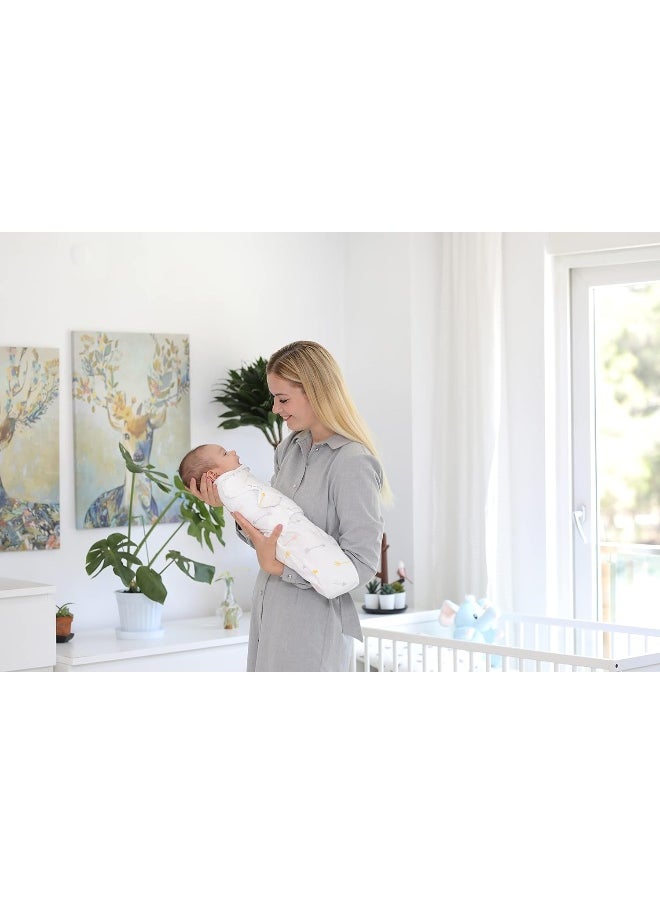 BaeBae Goods Swaddle Blankets, Set of 4, 100% Cotton, Lightweight, Breathable, Adjustable for Boys and Girls, 0-3 Months (Pink/Grey Triangles)