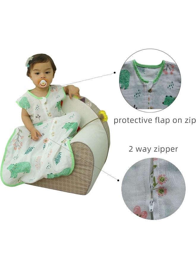 Toddler Sleeping Sack Muslin Cotton ( 3-5 Years) Lightweight 0.5 Tog Baby Sleeping Bag Infant Wearable Blanket XL (2-4 T) Summer Thin Sleeveless Kids Sleeper Large soft Breathable Sleep Suit Bag