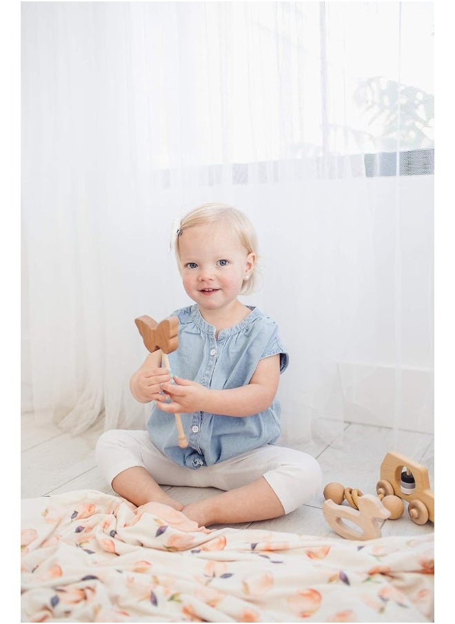 Copper Pearl Large Premium Knit Baby 3 Layer Stretchy Quilt Blanket for Girls