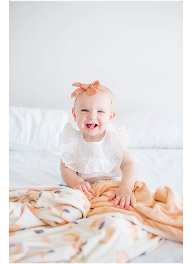 Copper Pearl Large Premium Knit Baby 3 Layer Stretchy Quilt Blanket for Girls