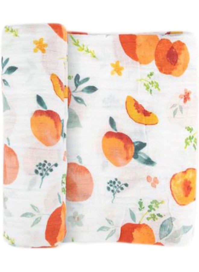 Georgia Peach Cotton Muslin Swaddle Blanket | Single | 100% Cotton | Super Soft | Newborns and Infants | Large 47” x 47” | Machine Washable