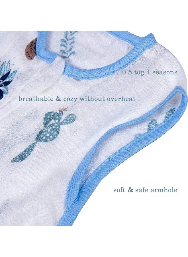 BLOOMSTAR Baby Sleeping Sack Muslin 0.5 tog Cotton 3-12 Months Summer Lightweight Toddler Wearable Blanket Sleeping Bag Thin Breathable Soft Infant Sleeper Sack 6-12M