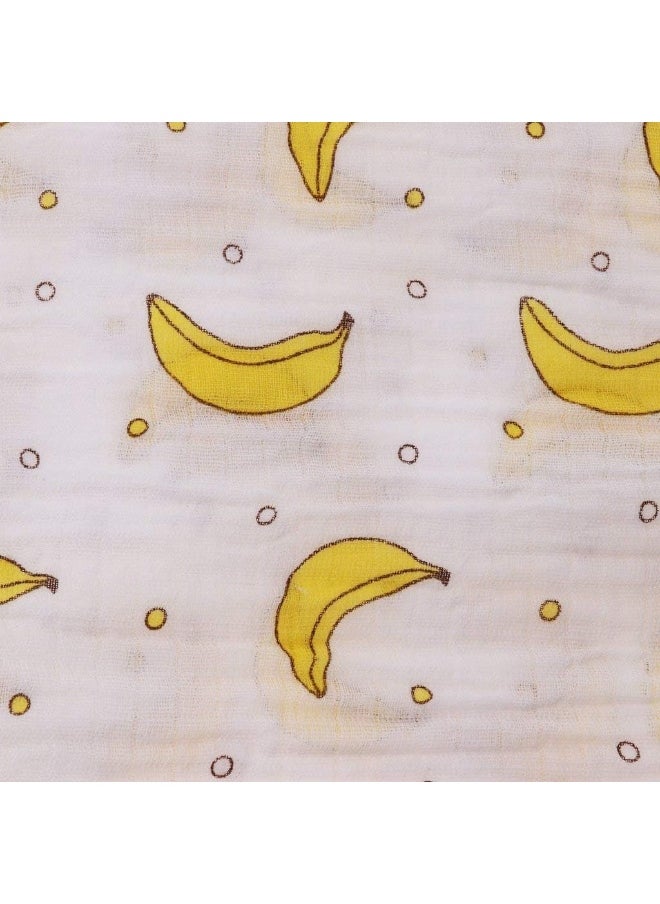 Muslin Swaddle Square Blankets Baby Receiving Blanket Wrap Swaddle Towel for Girl Shower Gift - Banana