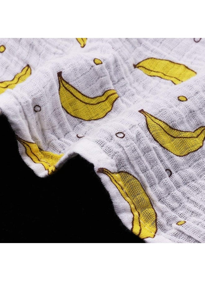 Muslin Swaddle Square Blankets Baby Receiving Blanket Wrap Swaddle Towel for Girl Shower Gift - Banana