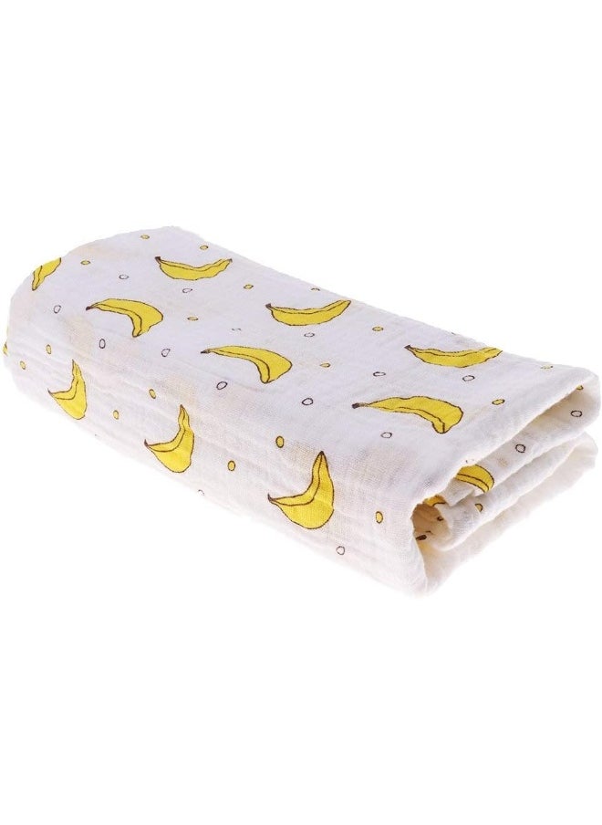 Muslin Swaddle Square Blankets Baby Receiving Blanket Wrap Swaddle Towel for Girl Shower Gift - Banana
