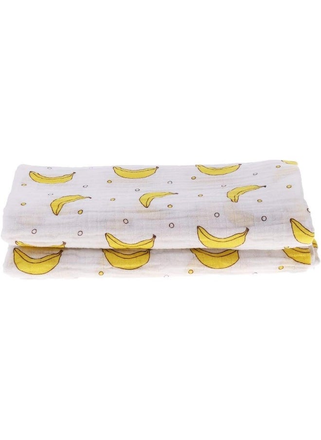 Muslin Swaddle Square Blankets Baby Receiving Blanket Wrap Swaddle Towel for Girl Shower Gift - Banana