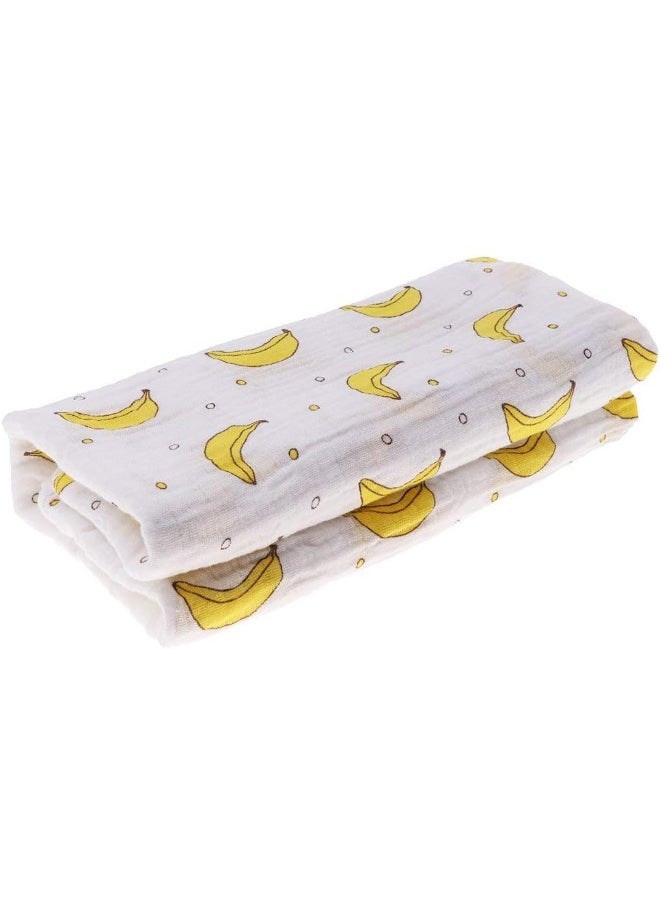 Muslin Swaddle Square Blankets Baby Receiving Blanket Wrap Swaddle Towel for Girl Shower Gift - Banana