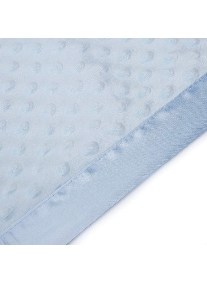 (Satin Back Baby Blanket, Blue) - Pro Goleem Baby Minky Dot Blanket with Satin Backing for Girls and Boys (Blue, 30'' x 40'')