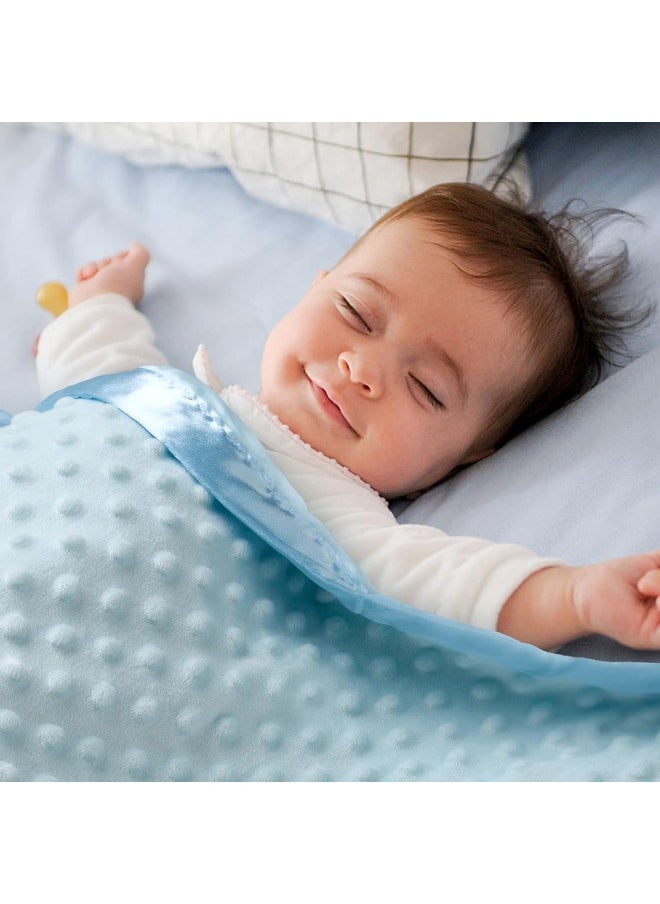 (Satin Back Baby Blanket, Blue) - Pro Goleem Baby Minky Dot Blanket with Satin Backing for Girls and Boys (Blue, 30'' x 40'')