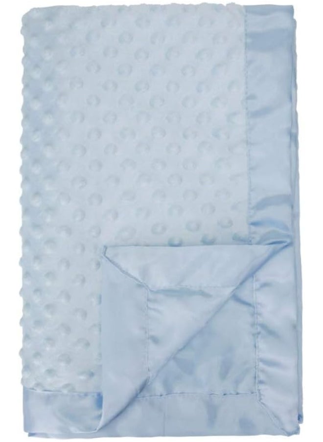 (Satin Back Baby Blanket, Blue) - Pro Goleem Baby Minky Dot Blanket with Satin Backing for Girls and Boys (Blue, 30'' x 40'')