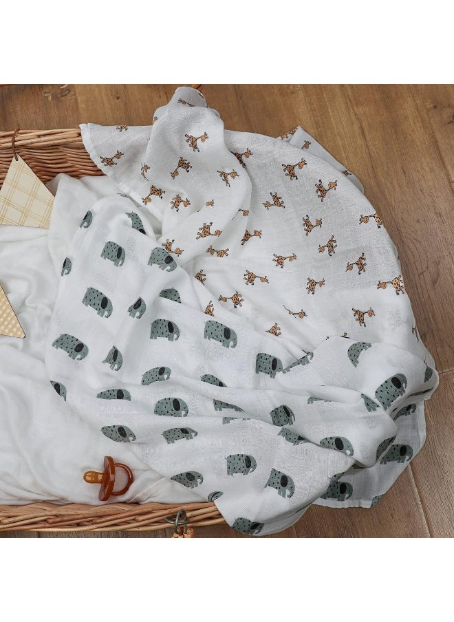 GLLQUEN BABY Receiving Blanket Boy Cotton Muslin Swaddle Blankets Girl Newborn Squares Breathable & Soft Thin Baby Blankets Cloths Double Absorbent Infant Swaddling Wrap - 6 Pack (Giraffe)