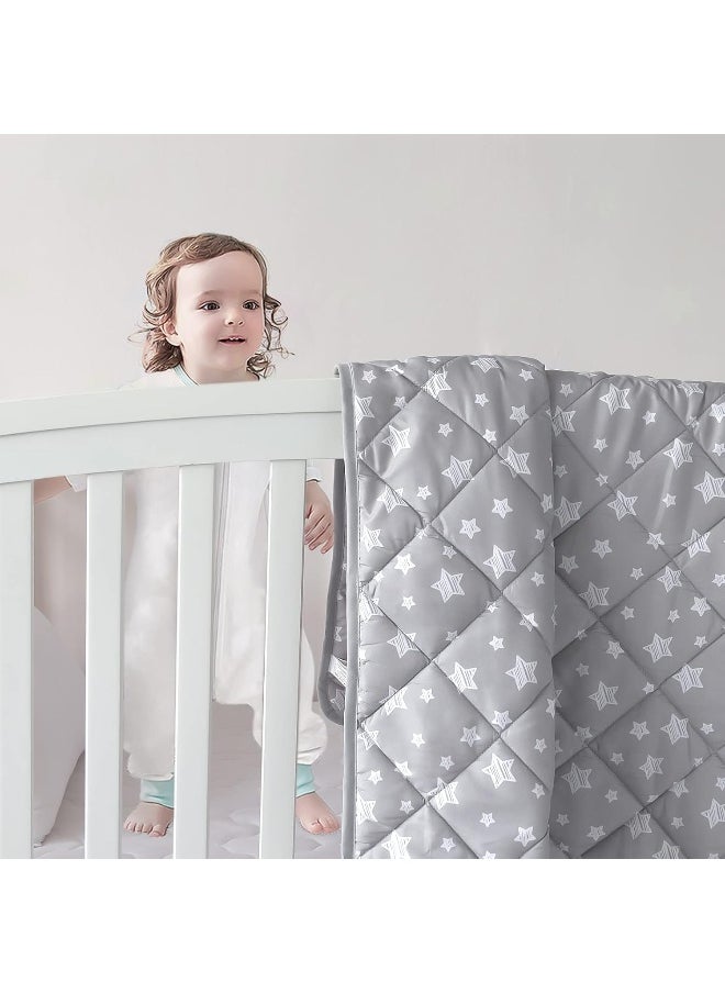 Baby Blanket for Boys and Girls, Soft Cozy Blankets for Kids, Toddler Comforter Quilted with Grey Star Print, Ultra Soft and Comfortable Baby Comforter Down Alternative Crib Comforter, 39x47 Inches