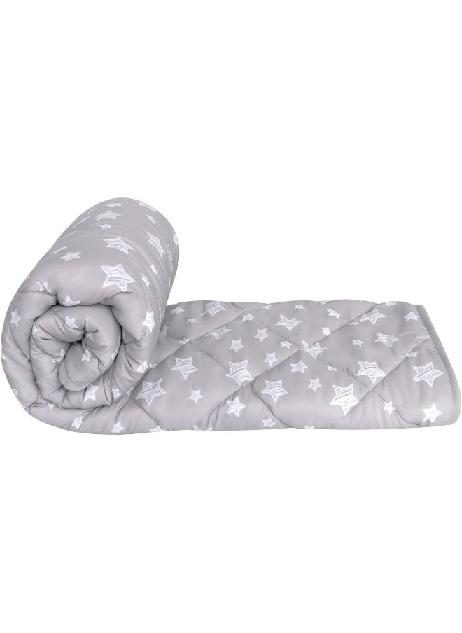 Baby Blanket for Boys and Girls, Soft Cozy Blankets for Kids, Toddler Comforter Quilted with Grey Star Print, Ultra Soft and Comfortable Baby Comforter Down Alternative Crib Comforter, 39x47 Inches