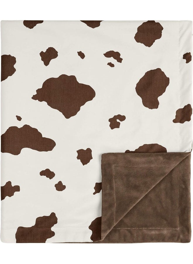 Wild West Cow Baby Boy Receiving Security Swaddle Blanket for Newborn or Toddler Nursery Car Seat Stroller Soft Minky - Brown and Cream Western Southern Country Animal