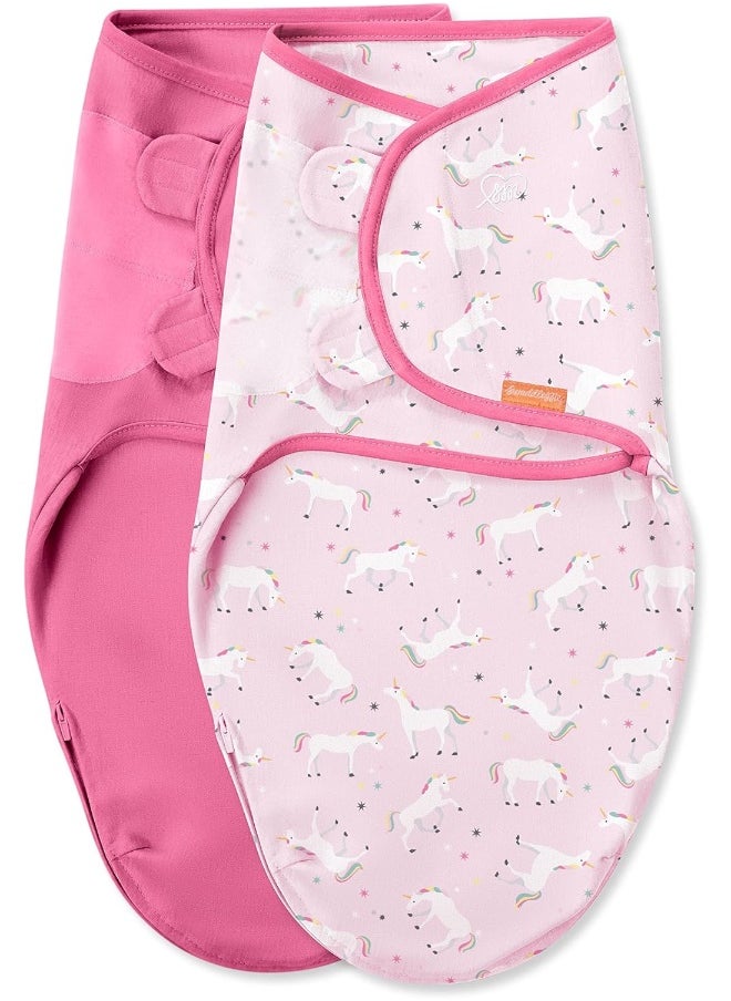 SwaddleMe Easy Change Swaddle – Size Small/Medium, 0-3 Months, 2-Pack (Unicorn Universe)