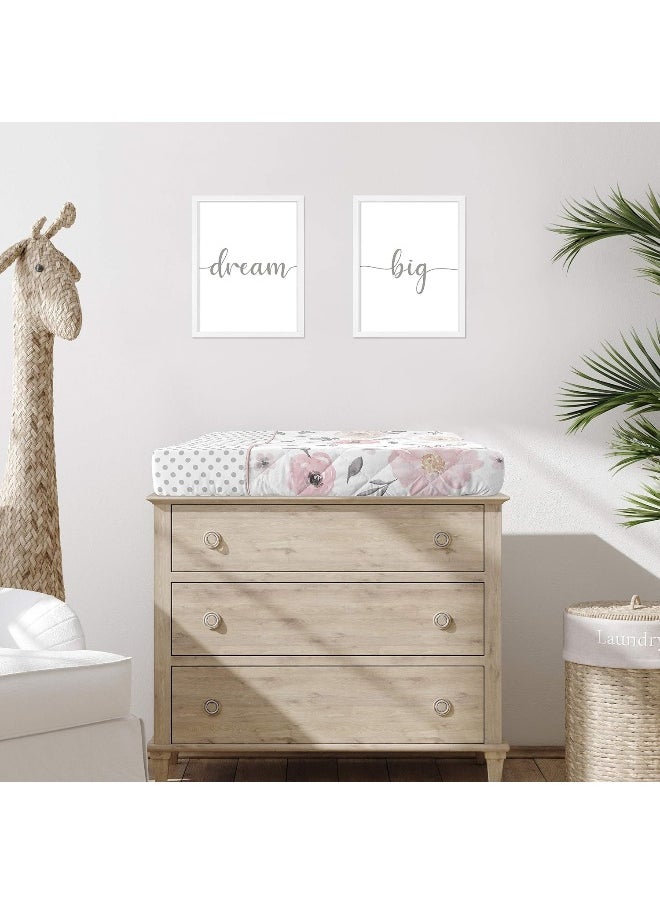 Sweet Jojo Designs Blush Pink, Grey and White Changing Pad Cover for Watercolor Floral Collection