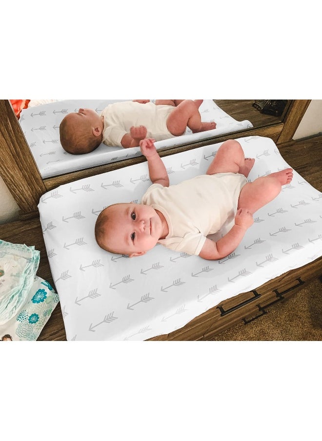 BaeBae Goods Changing Pad Cover Set | Cradle Bassinet Sheets/Change Table Covers for Boys & Girls | Super Soft 100% Jersey Knit Cotton | Grey and White | 150 GSM | 3 Pack
