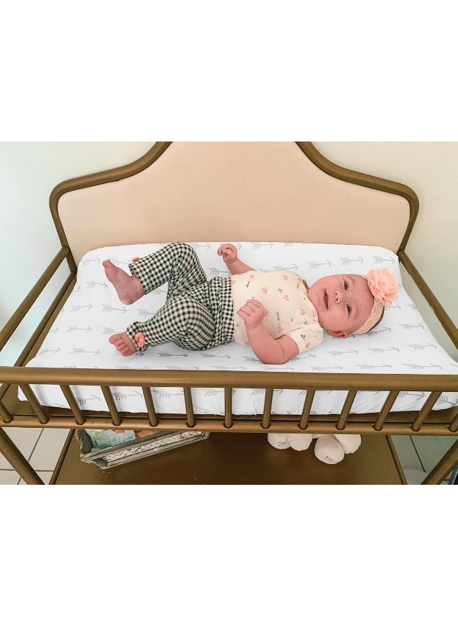BaeBae Goods Changing Pad Cover Set | Cradle Bassinet Sheets/Change Table Covers for Boys & Girls | Super Soft 100% Jersey Knit Cotton | Grey and White | 150 GSM | 3 Pack