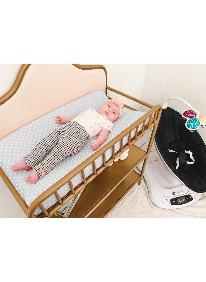 BaeBae Goods Changing Pad Cover Set | Cradle Bassinet Sheets/Change Table Covers for Boys & Girls | Super Soft 100% Jersey Knit Cotton | Grey and White | 150 GSM | 3 Pack