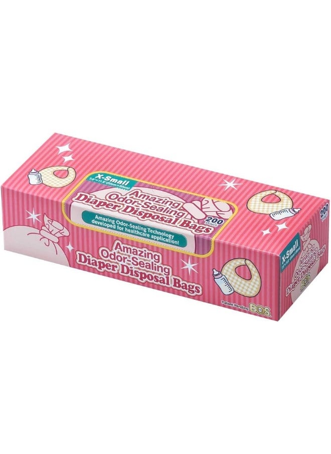 Amazing Odor Sealing Baby Diaper Disposal Bags - Durable and Unscented [Size: XS, Color: Pink] (200 count, Pack of 1)