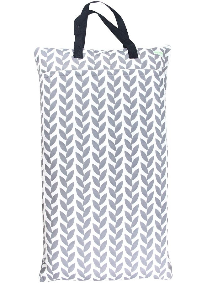 wegreeco Reusable Hanging Wet Dry Cloth Diaper Bag (Grey Leaf)