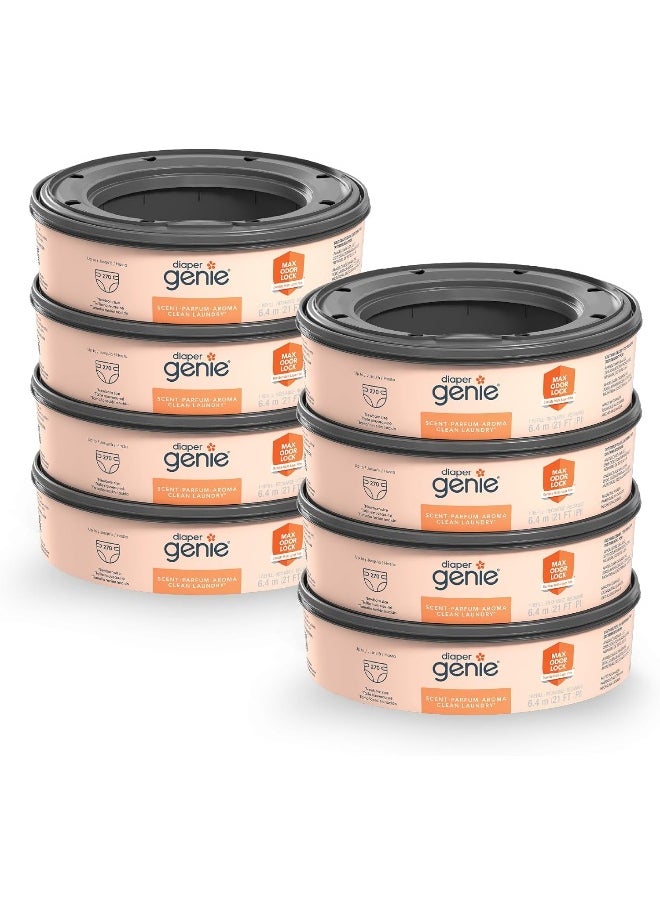 Diaper Genie Bags Refills 270 (Pack of 8) Clean Laundry Scent | Diaper Pail Refills with Max Odor Lock | Holds up to 2160 Newborn Diapers