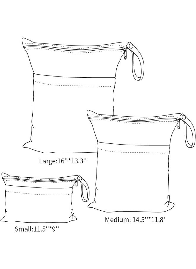 ALVABABY 3pcs Baby Cloth Diaper Wet/Dry Bags|Waterproof Reusable with Two Zippered Pockets|Travel, Beach, Pool, Daycare, Soiled Baby Items,Yoga?Gym Bag for Swimsuits or Wet Clothes 3L-H1